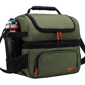 Dual Compartment Lunch Bag Tote with Shoulder Strap for Men and Women Insulated